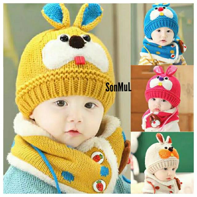 KIDS BUNNY SET HAT & SCARF
