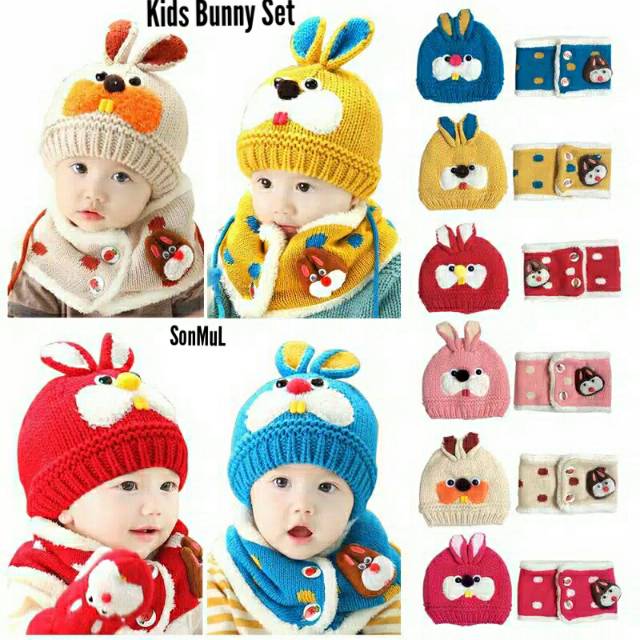 KIDS BUNNY SET HAT & SCARF
