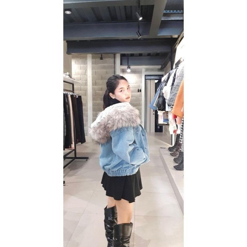 DENIM FUR JACKET
