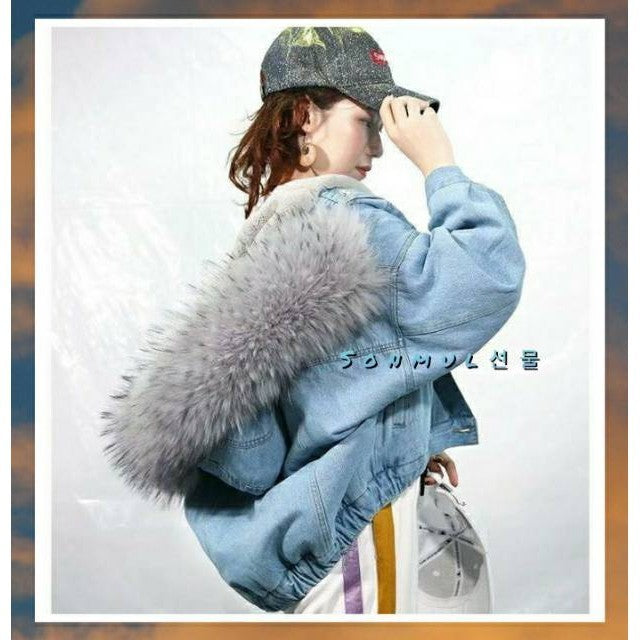 DENIM FUR JACKET