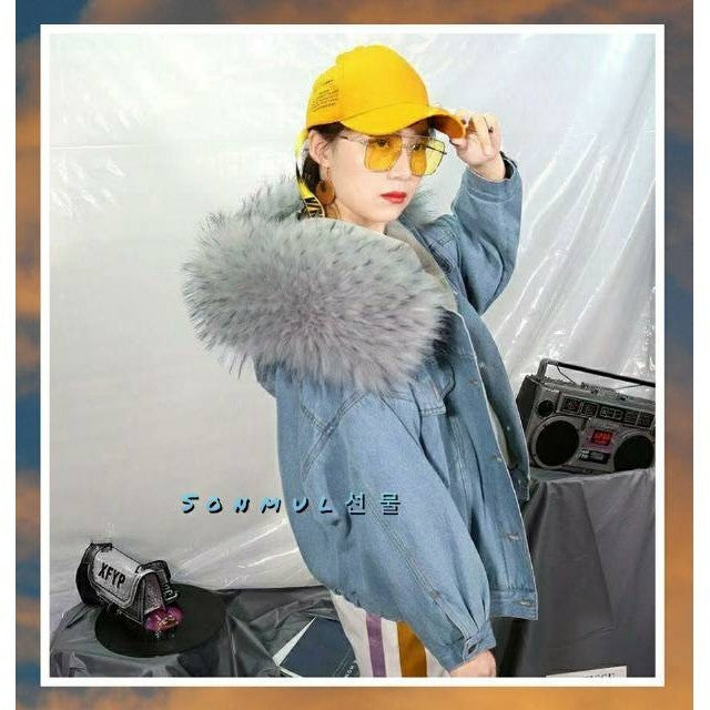 DENIM FUR JACKET