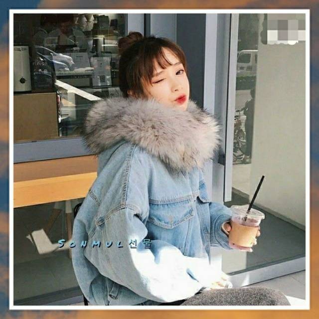 DENIM FUR JACKET