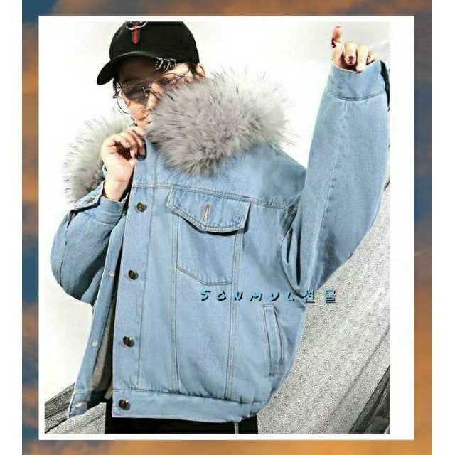 DENIM FUR JACKET