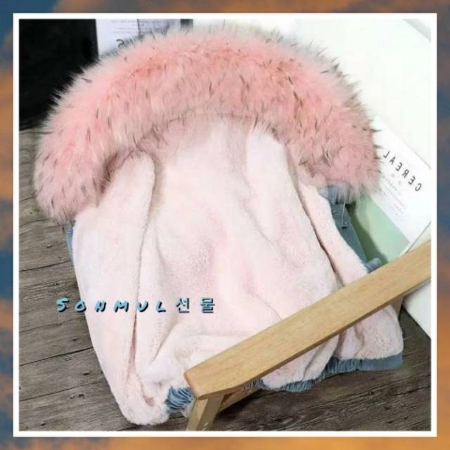 DENIM FUR JACKET