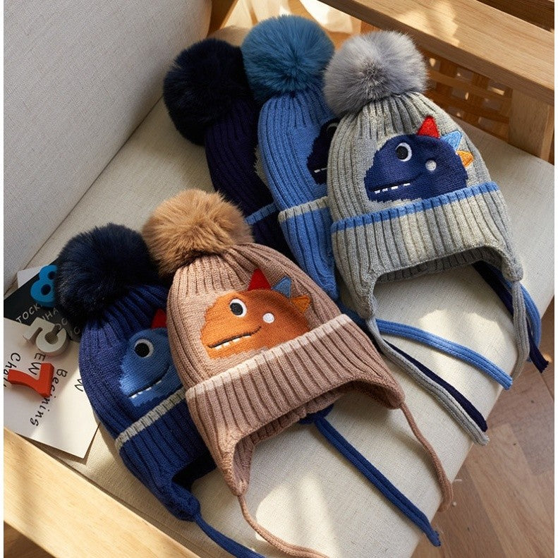 KIDS KNIT BEANIE DINO