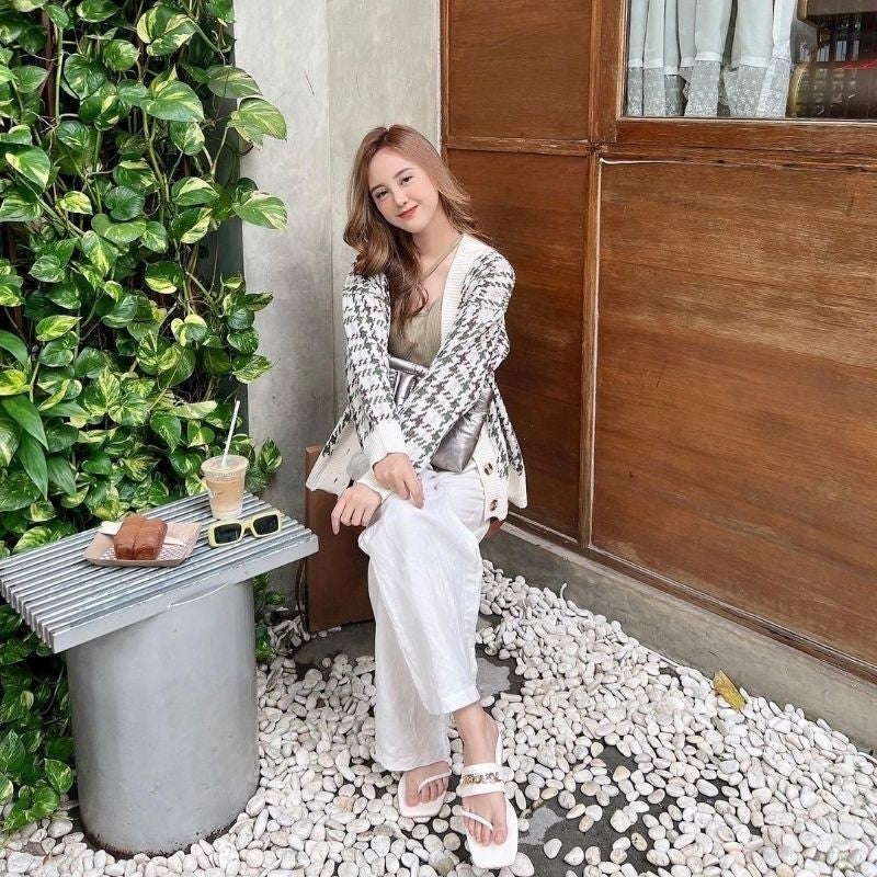 HOUNDSTOOTH KNIT CARDIGAN