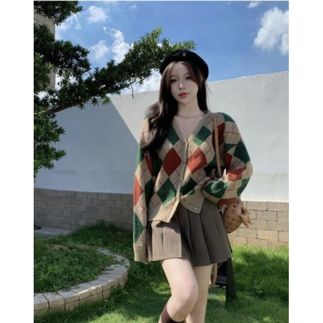 NAMRA KNIT ARGYLLE CARDIGAN