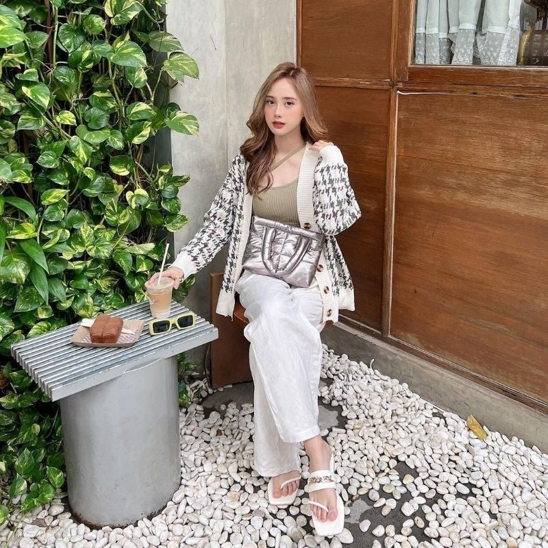 HOUNDSTOOTH KNIT CARDIGAN