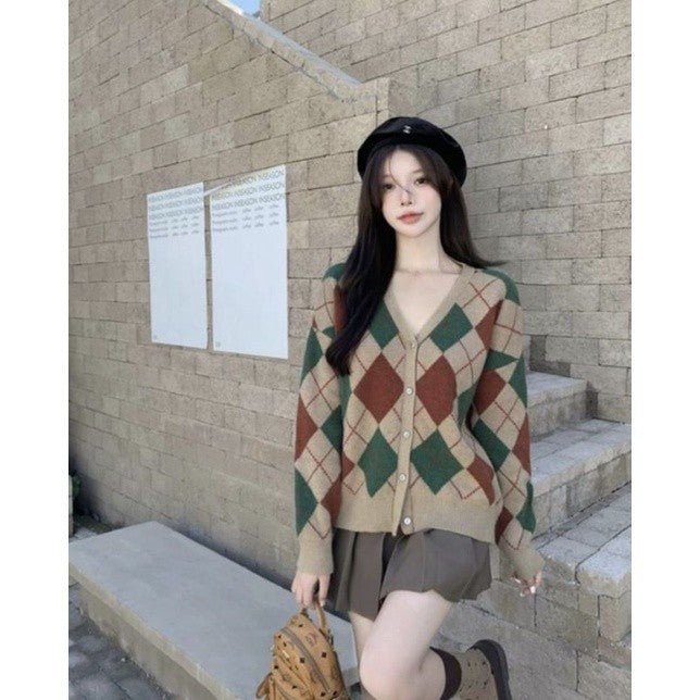 NAMRA KNIT ARGYLLE CARDIGAN
