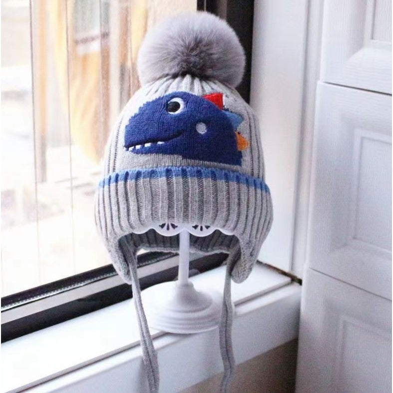 KIDS KNIT BEANIE DINO