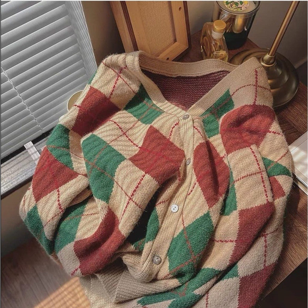 NAMRA KNIT ARGYLLE CARDIGAN