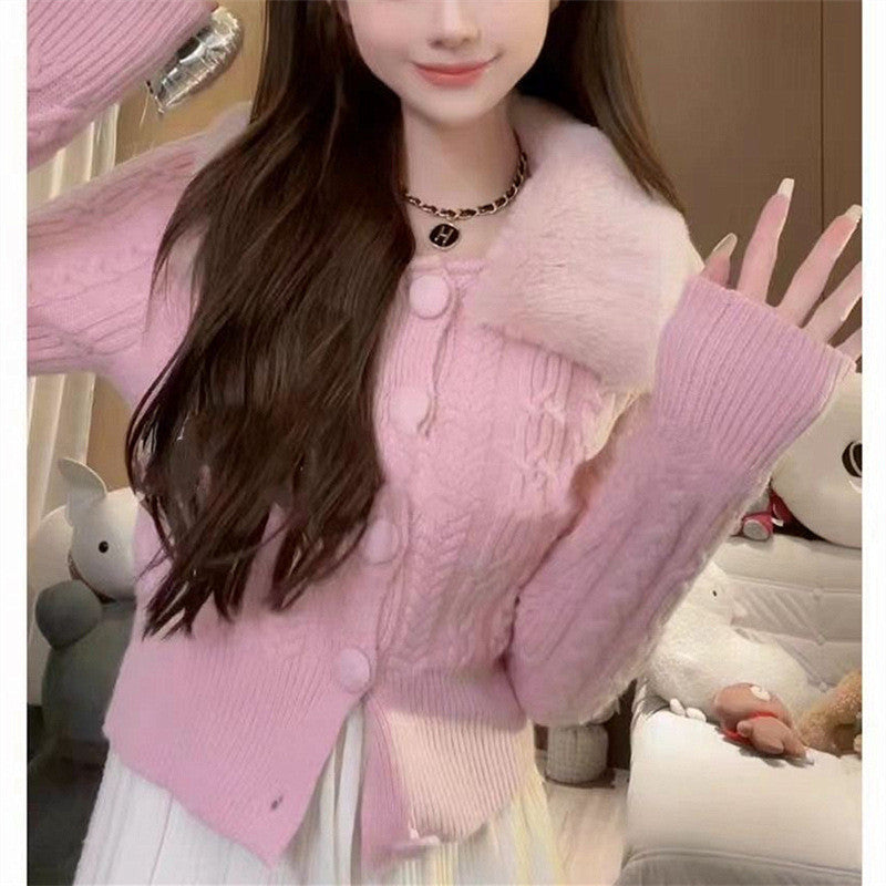 CANDY KNIT FUR CARDIGAN