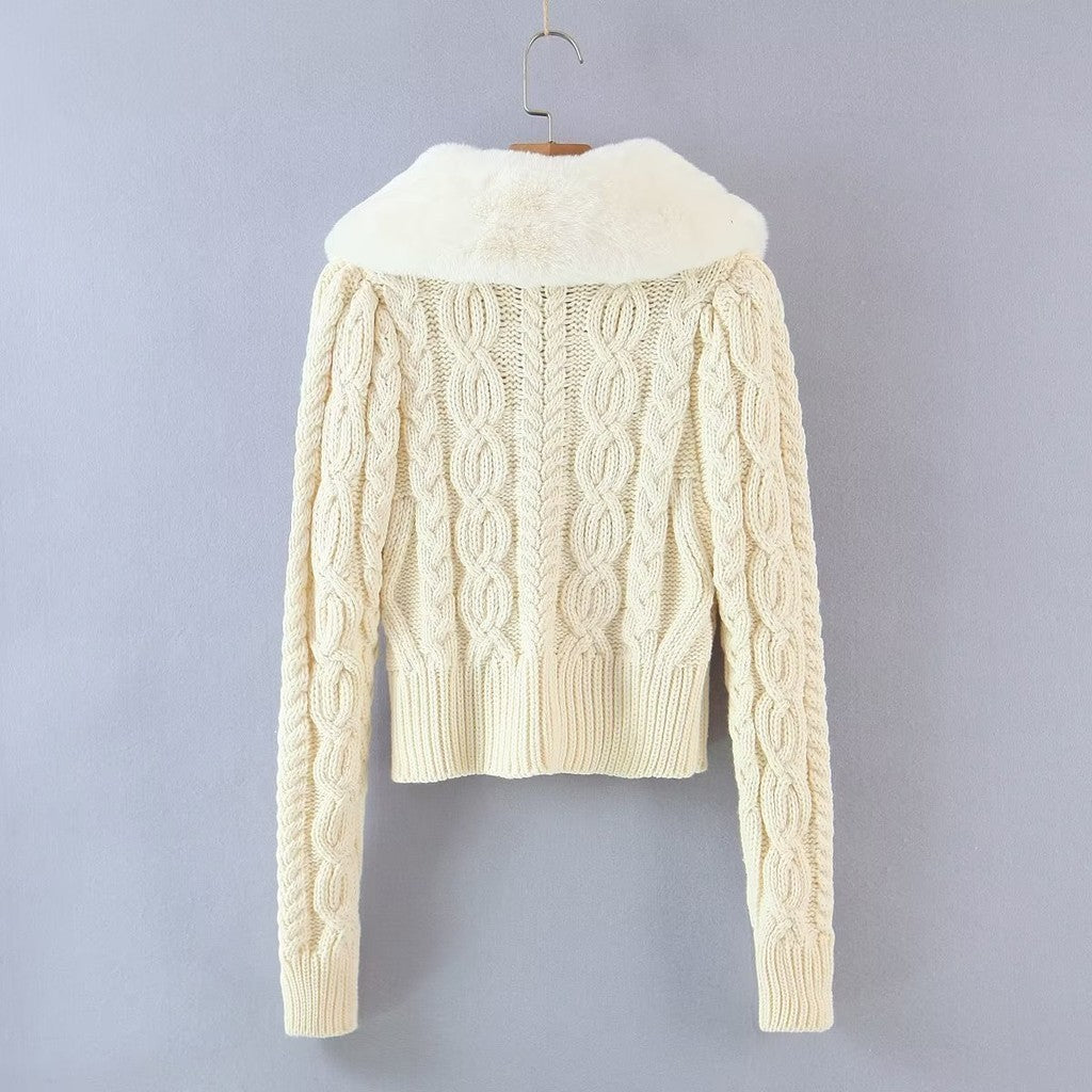 CANDY KNIT FUR CARDIGAN
