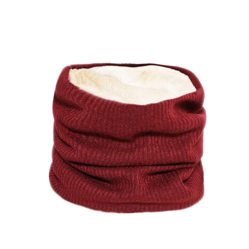 STRIPY KNIT WOOL BLEND THERMAL O-SCARF