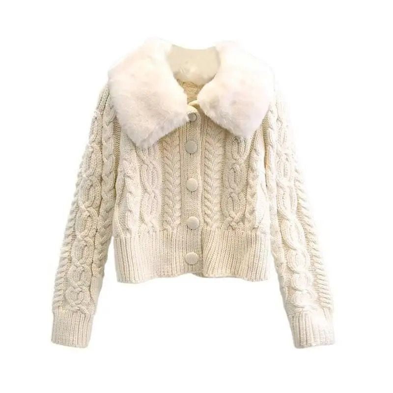 CANDY KNIT FUR CARDIGAN