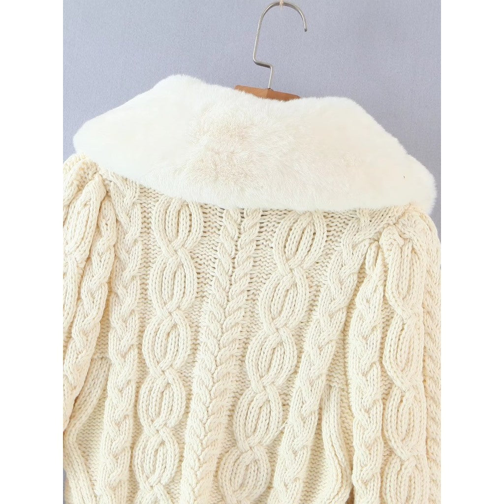 CANDY KNIT FUR CARDIGAN