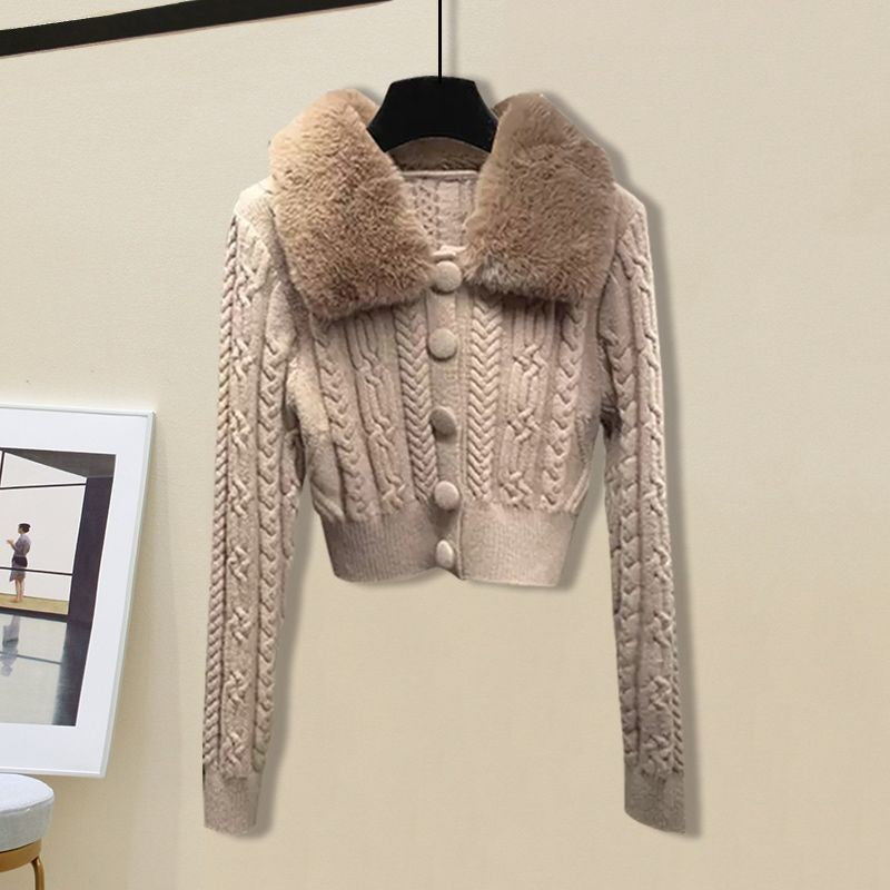 CANDY KNIT FUR CARDIGAN