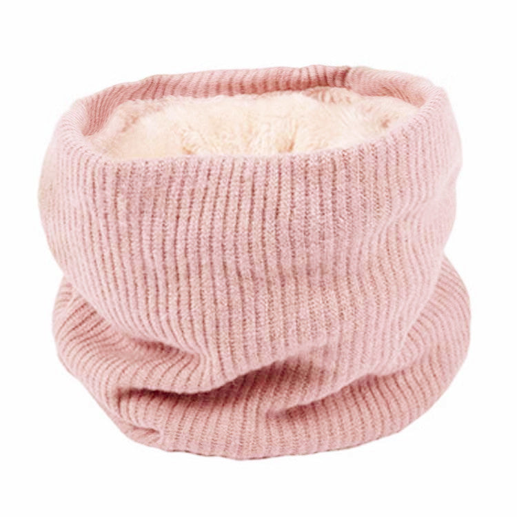 STRIPY KNIT WOOL BLEND THERMAL O-SCARF