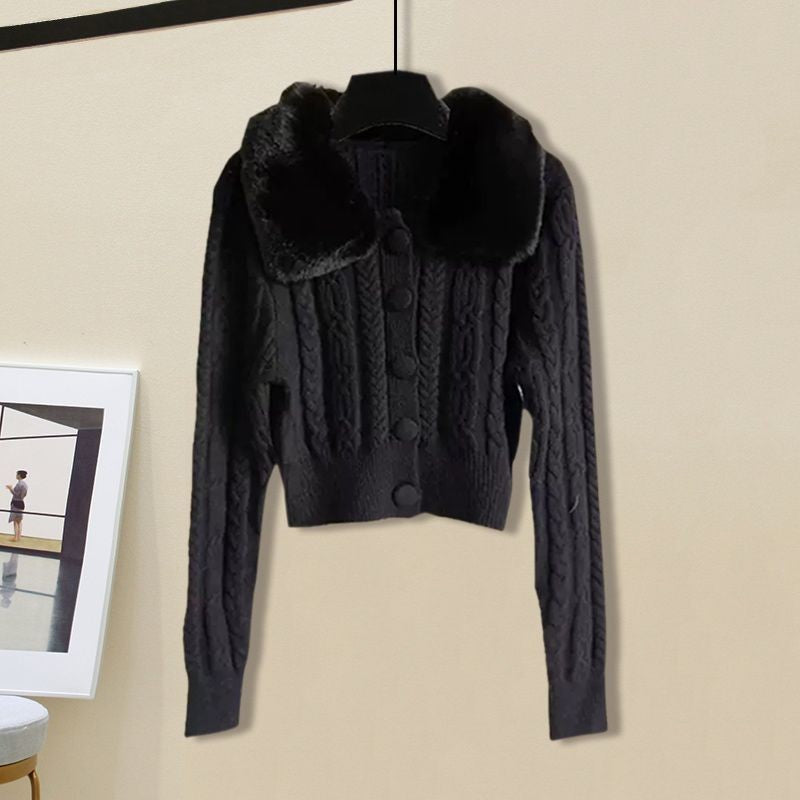 CANDY KNIT FUR CARDIGAN