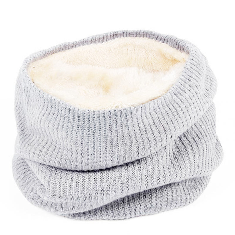 STRIPY KNIT WOOL BLEND THERMAL O-SCARF
