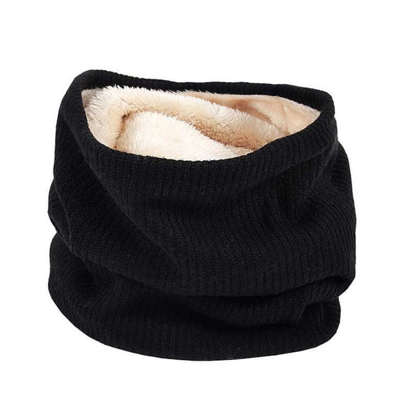 STRIPY KNIT WOOL BLEND THERMAL O-SCARF