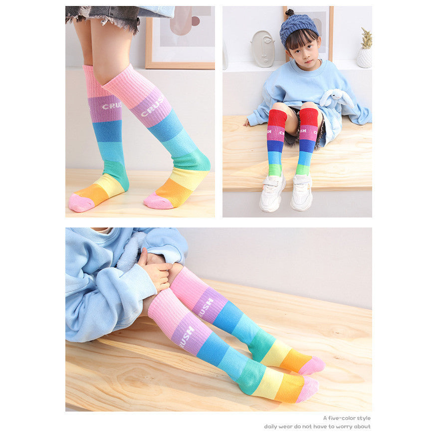 KAOS KAKI PANJANG ANAK REMAJA MOTIF PELANGI