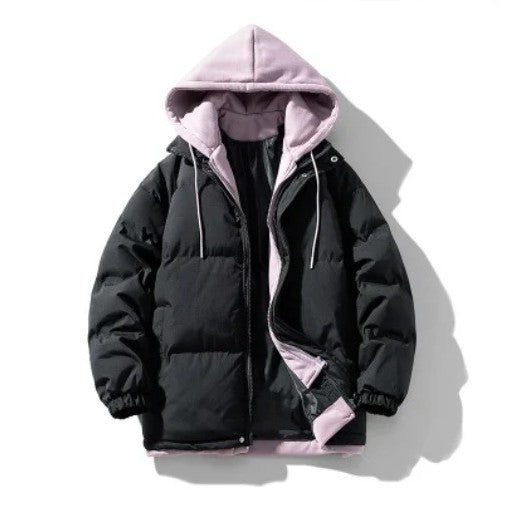 FALSE 2PCS HOODIE PADDING COAT