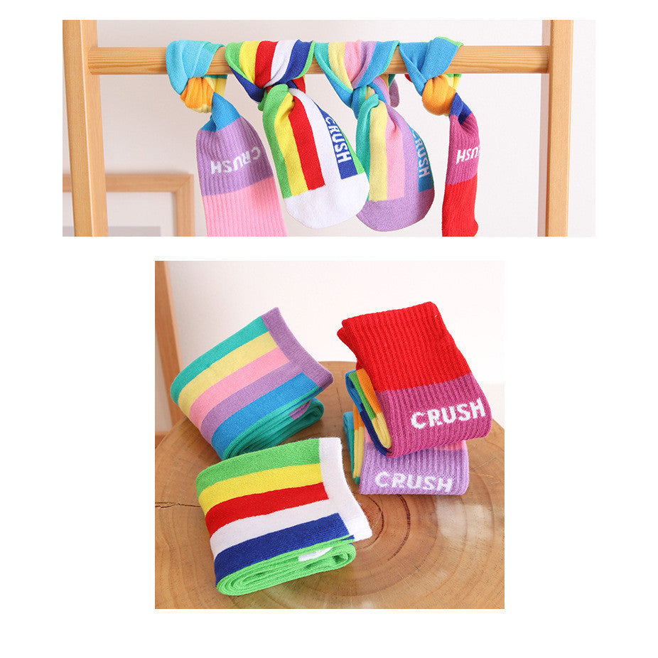 KAOS KAKI PANJANG ANAK REMAJA MOTIF PELANGI