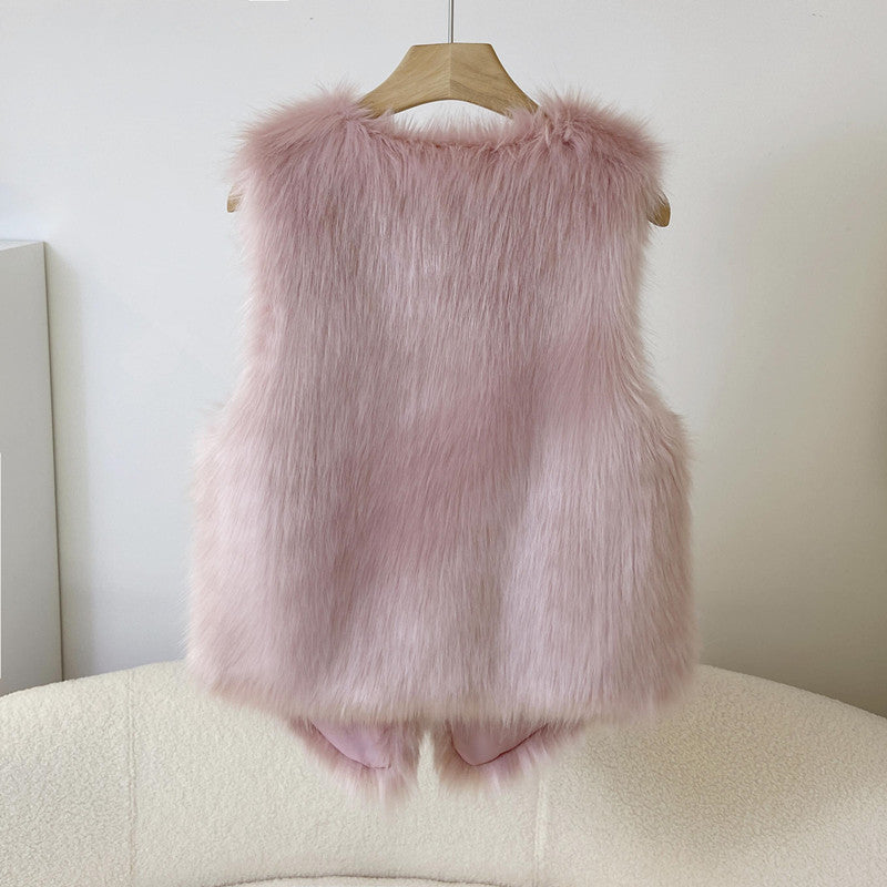 PEARL WOMAN WINTER FUR VEST KOREAN STYLE ROMPI BULU MUSIM DINGIN
