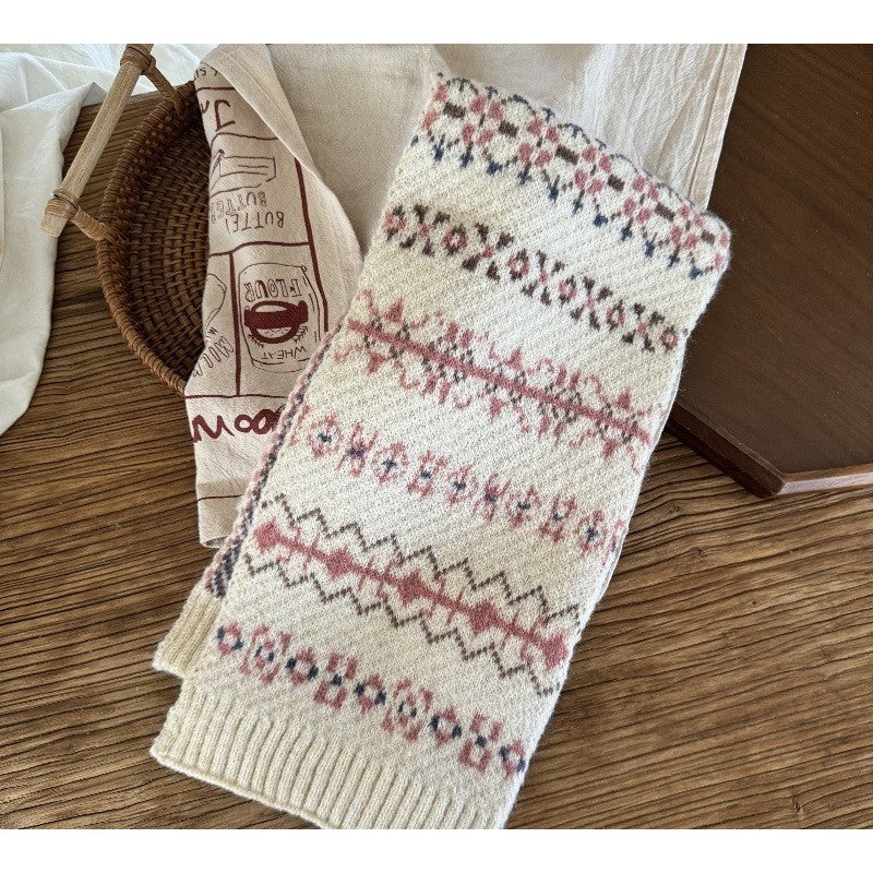 CREAMY KIDS KNIT SCARF POMPOM