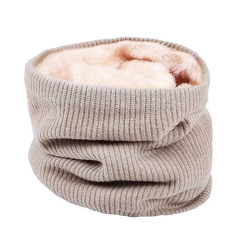 STRIPY KNIT WOOL BLEND THERMAL O-SCARF