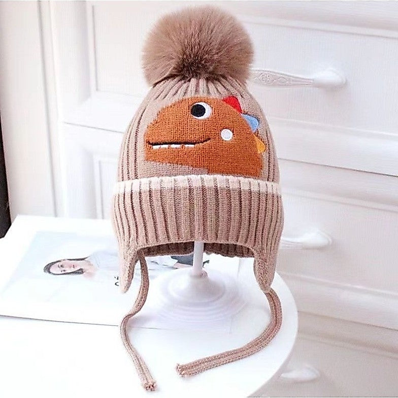 KIDS KNIT BEANIE DINO