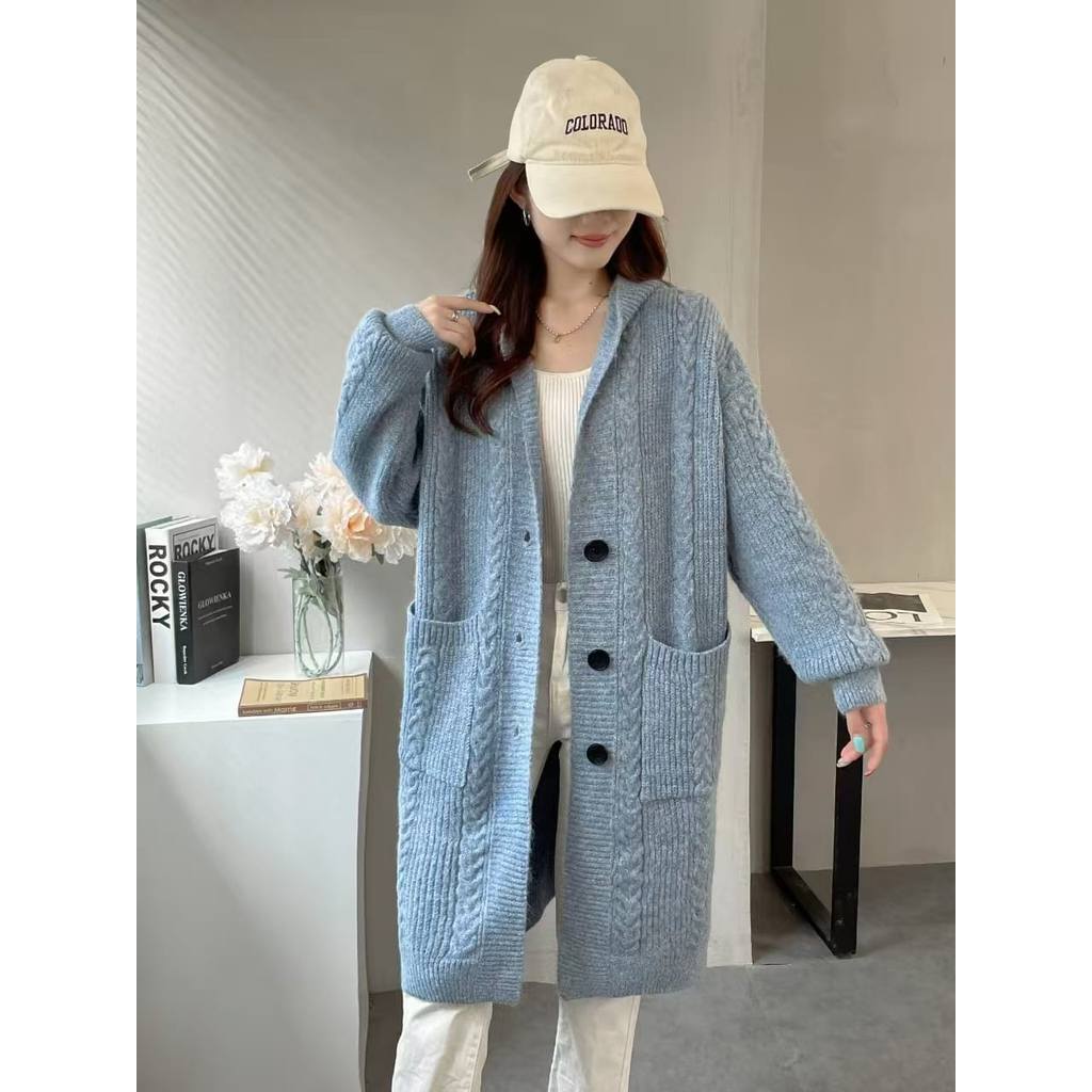 ANNISA HOODIE LONG KNIT CARDIGAN