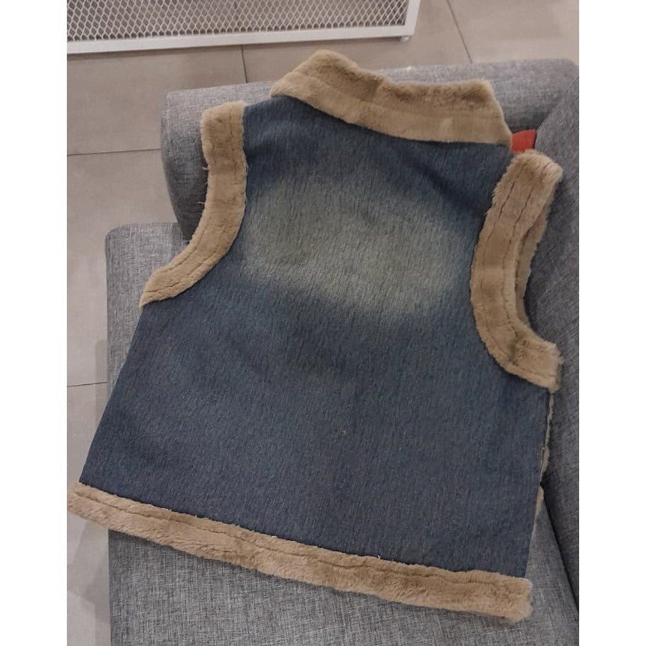 DENIM FUR THERMAL VEST