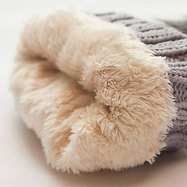 Knitted Beanie Pompom Scarf Set