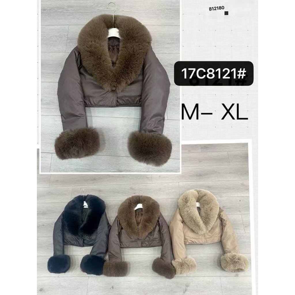 CROP PADDING PUFFER PU LEATHER COAT