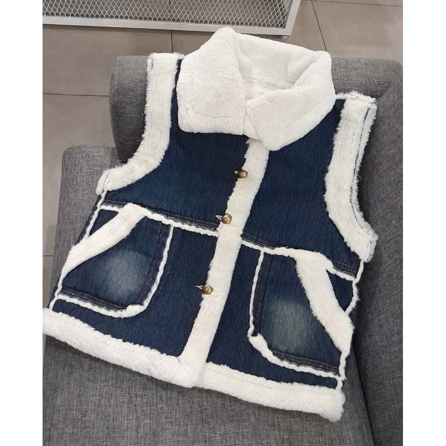 DENIM FUR THERMAL VEST