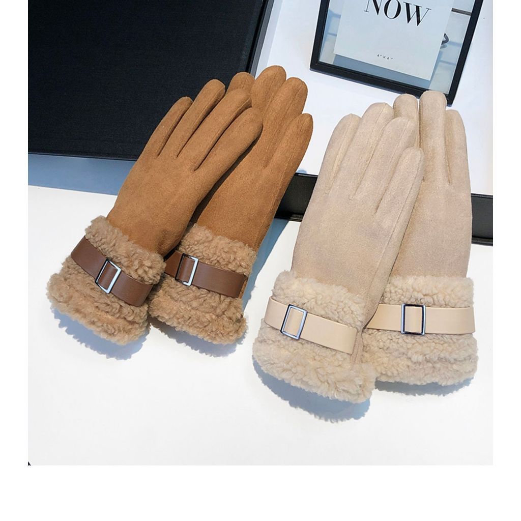 WOMAN BUCKLE WOOL GLOVES