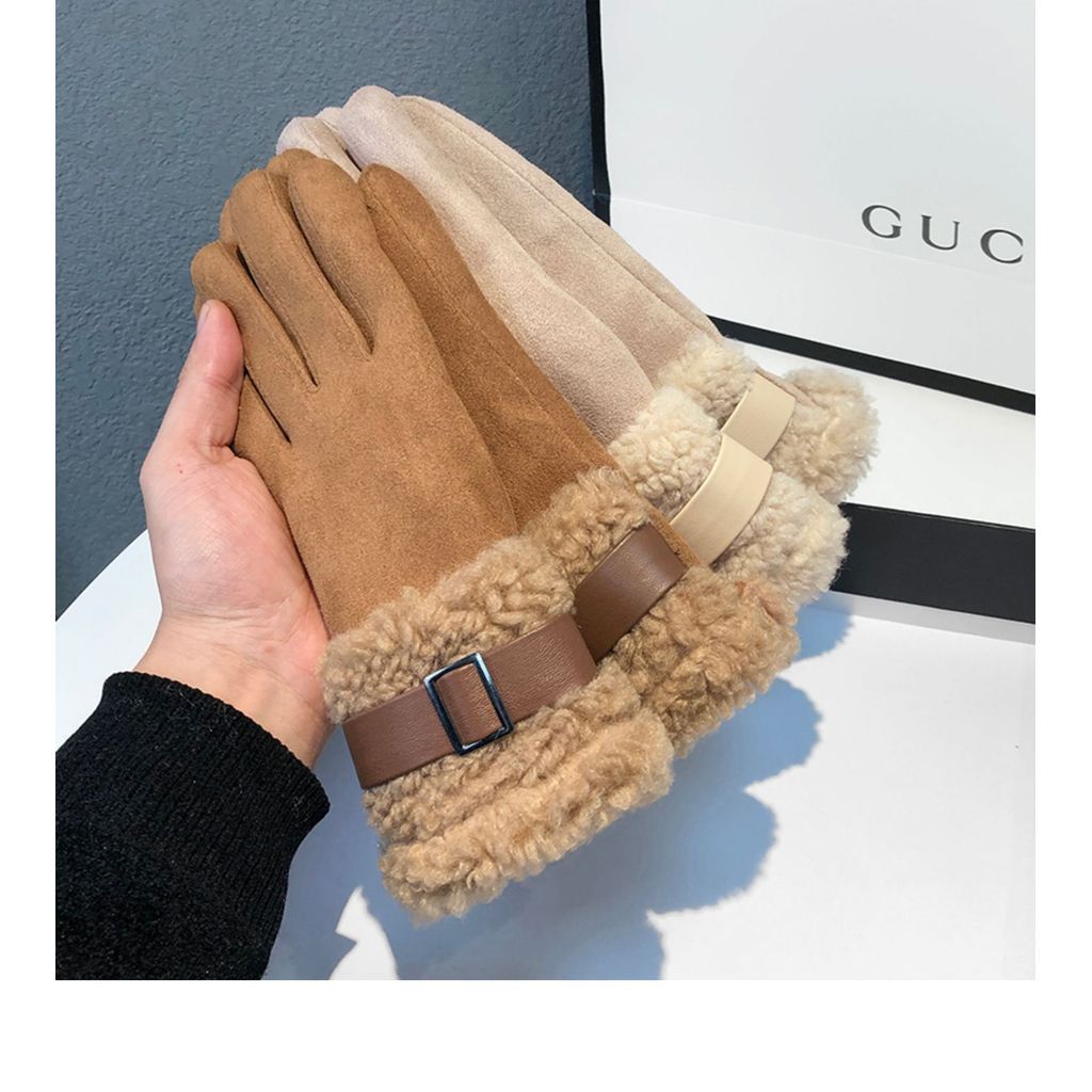 WOMAN BUCKLE WOOL GLOVES