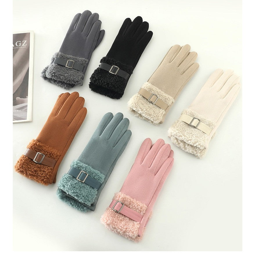 WOMAN BUCKLE WOOL GLOVES